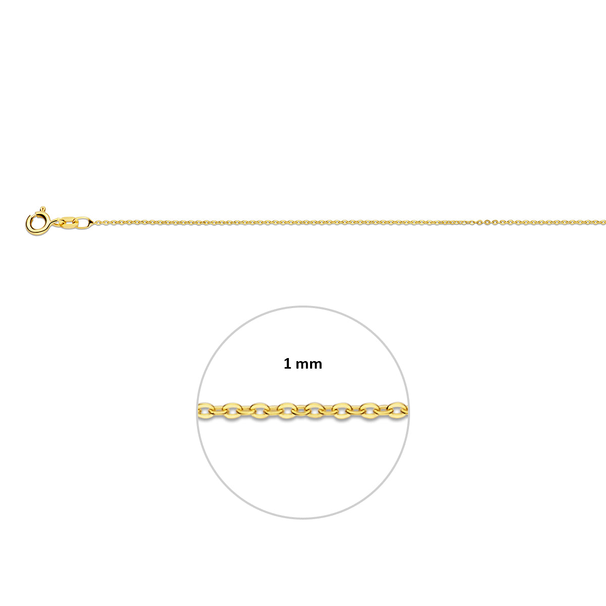 14krt geelgouden collier anker plat 1,0mm 41-43-45cm