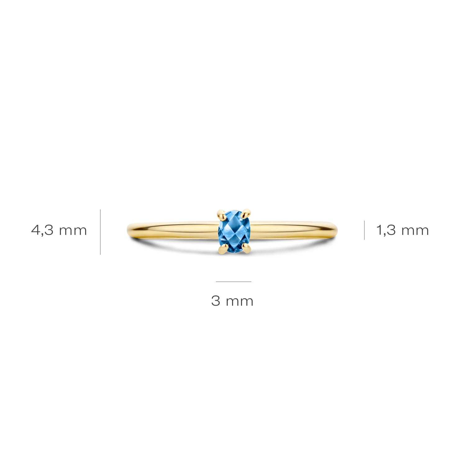 Blush Ring 1204YLB - Geel Goud met Blue Topas (14k)