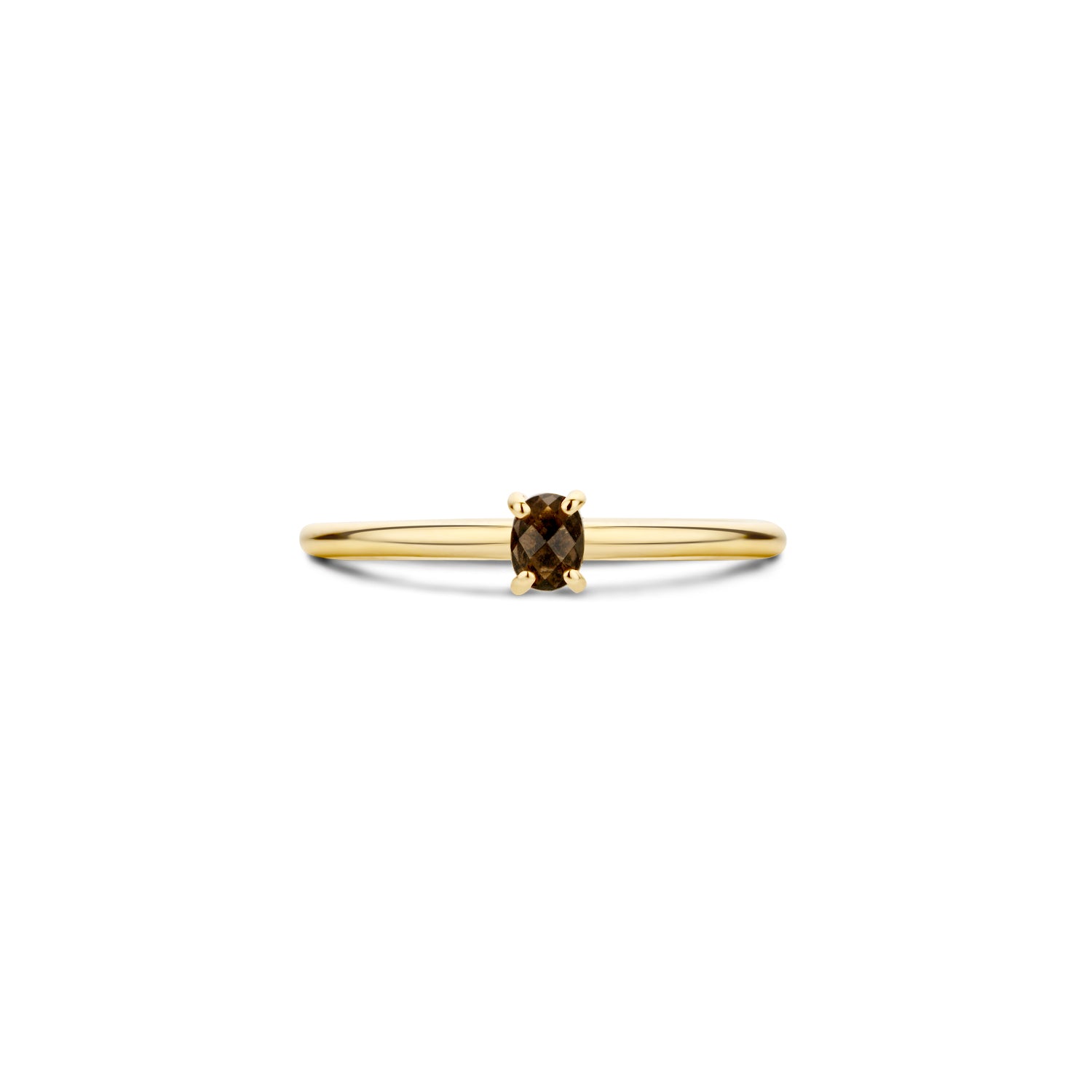 Blush Ring 1204YSQ - Geel Goud met Smokey Quartz (14k)