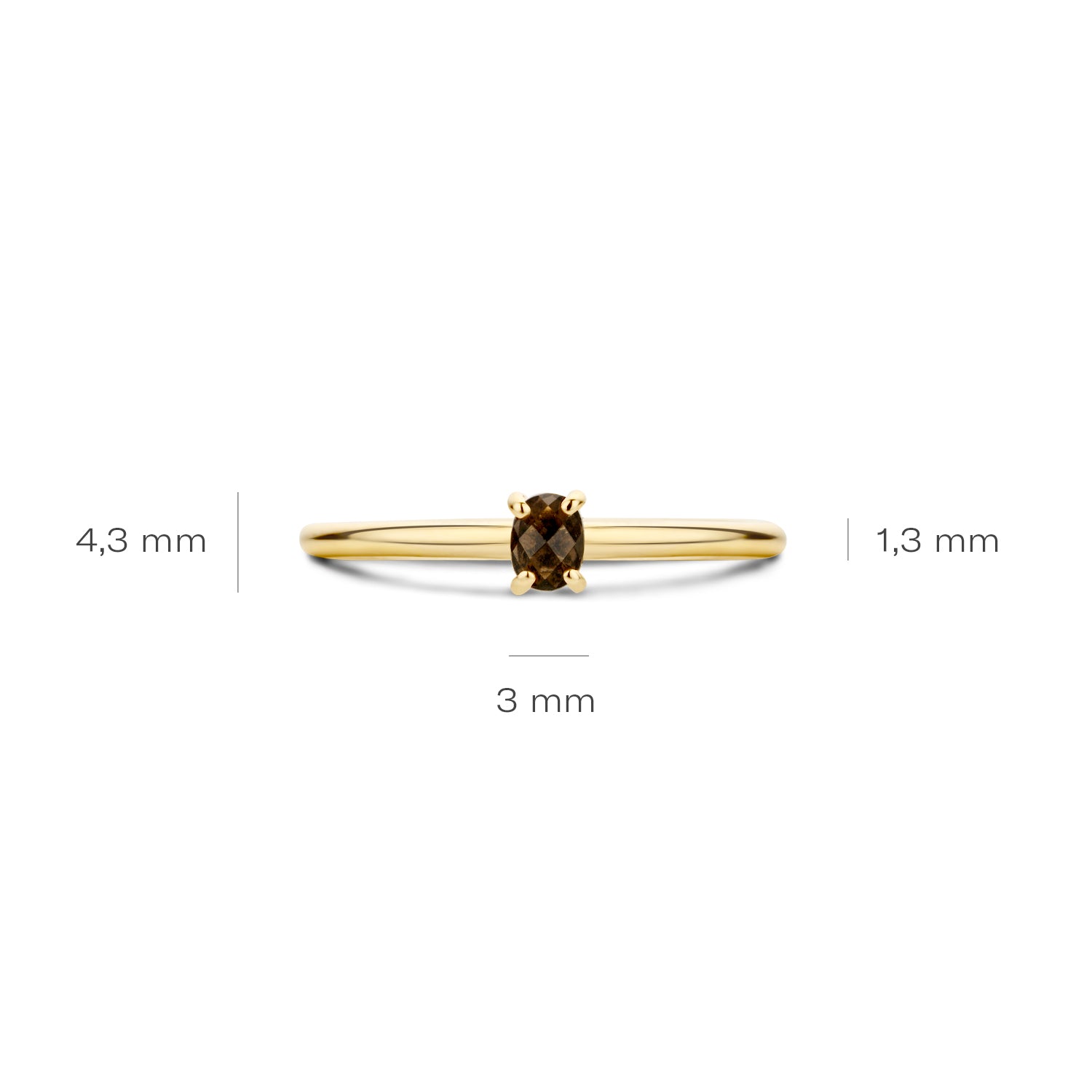 Blush Ring 1204YSQ - Geel Goud met Smokey Quartz (14k)