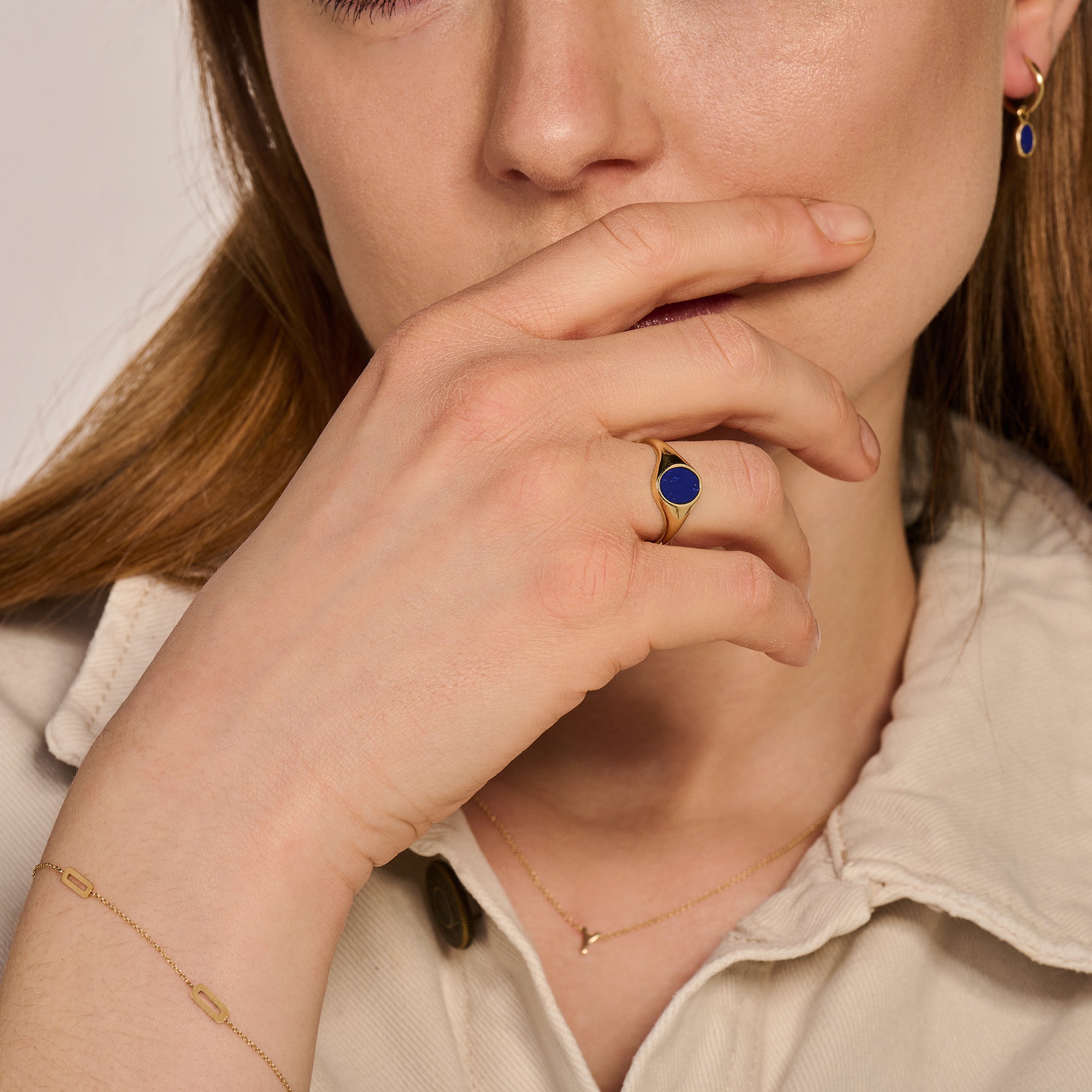 Blush Zegelring 1214YLA - Geel Goud met (14k) met Lapis