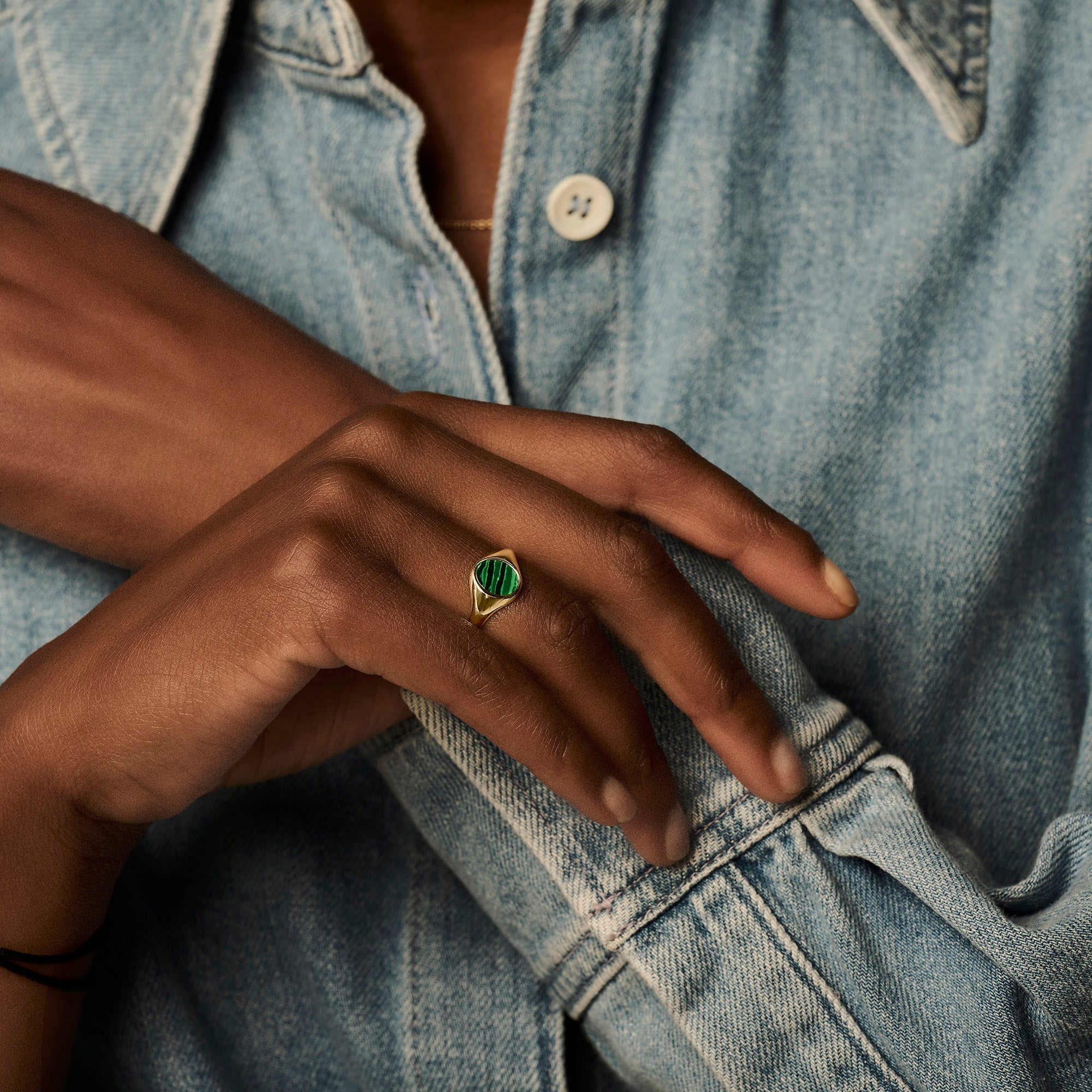 Blush Zegelring 1214YMA - Geel Goud met  (14k) met Malachiet