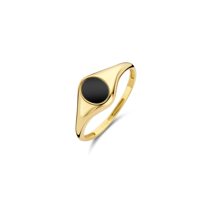 Blush Ring 1219YON - Geel Goud met Zwarte Onyx(14k)