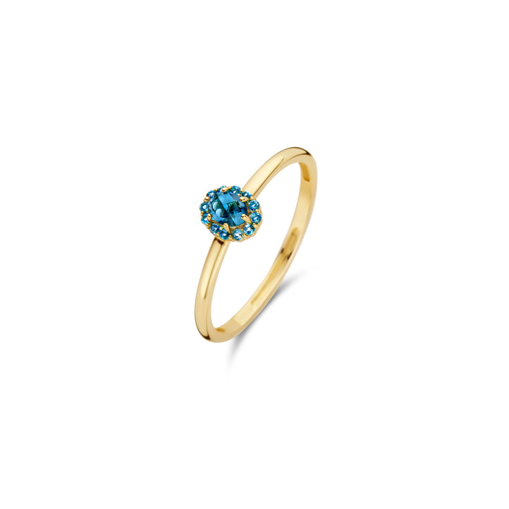 Blush Ring 1226YLB - Geel Goud met London blue Topaz (14k)