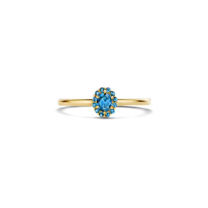 Blush Ring 1226YLB - Geel Goud met London blue Topaz (14k)