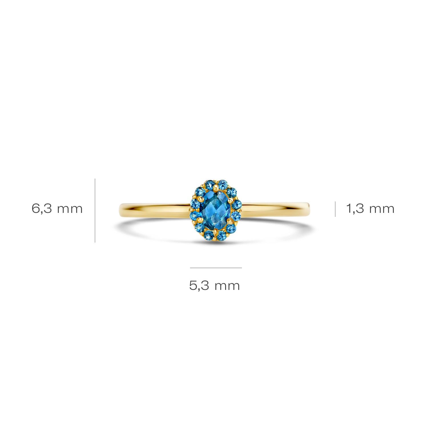 Blush Ring 1226YLB - Geel Goud met London blue Topaz (14k)