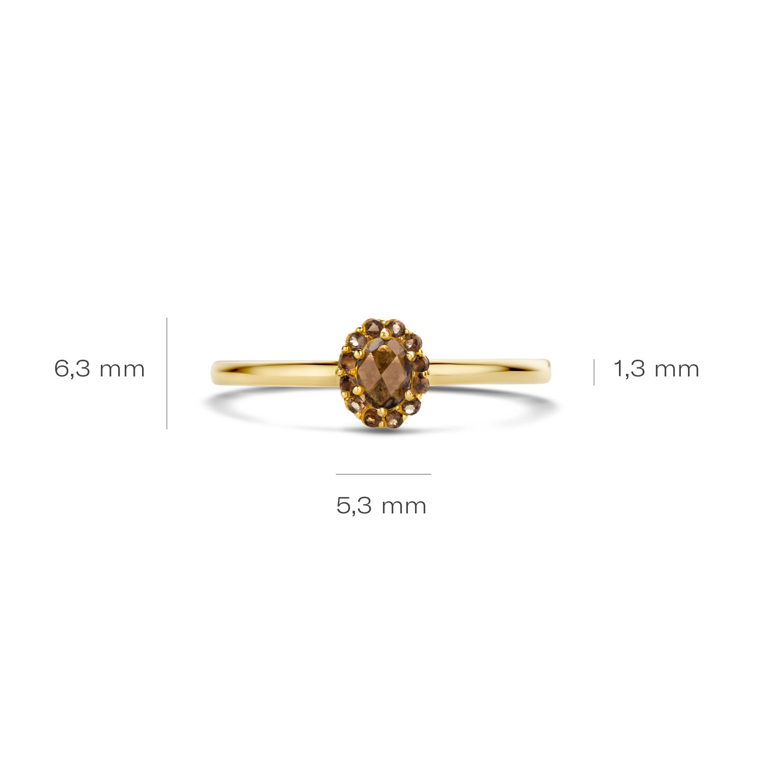 Blush Ring 1226YSQ - Geel Goud met Smokey Quartz(14k)