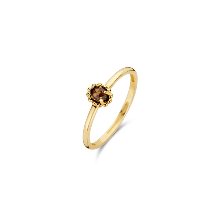 Blush Ring 1227YSQ - Geel Goud (14k) met Smokey Quartz