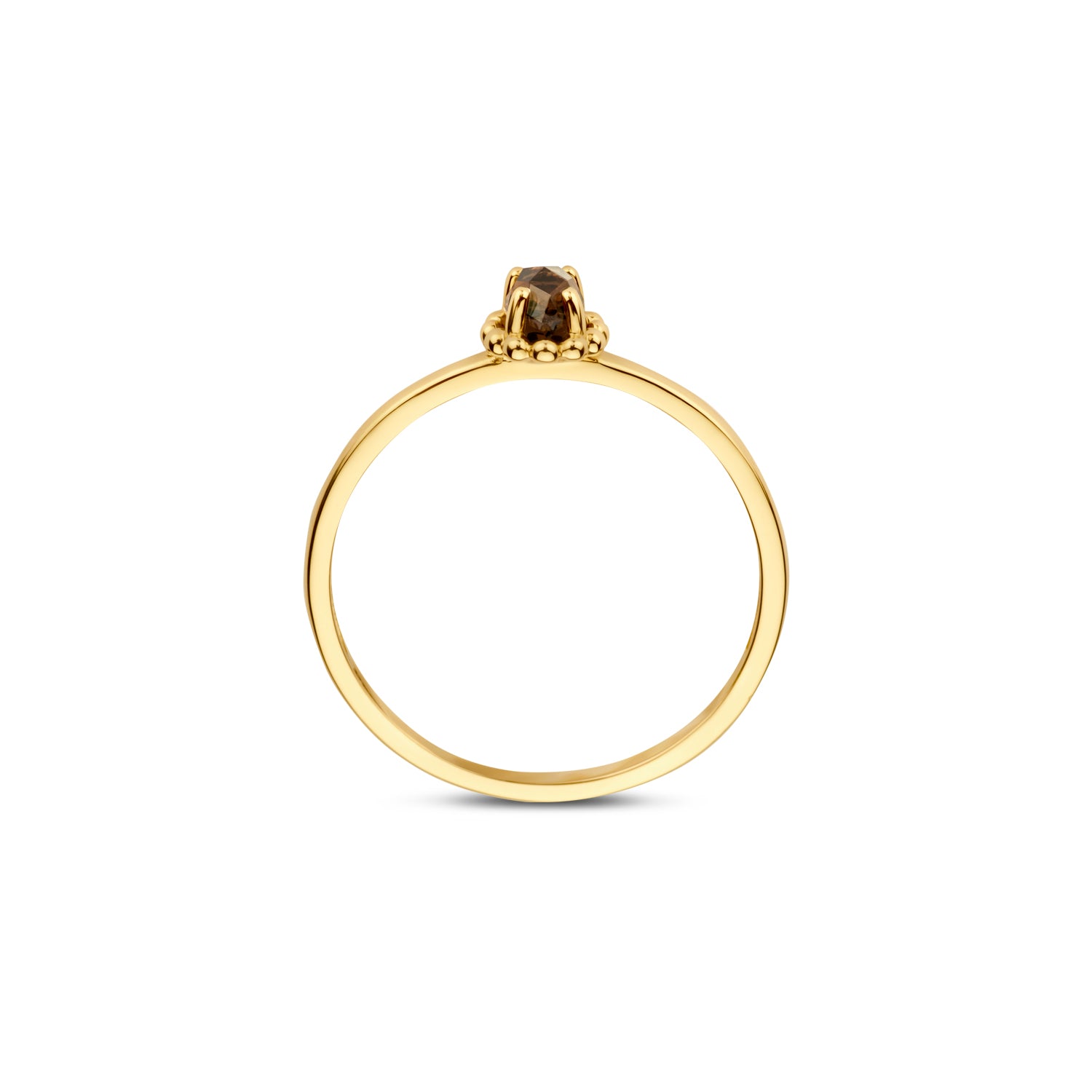 Blush Ring 1227YSQ - Geel Goud (14k) met Smokey Quartz