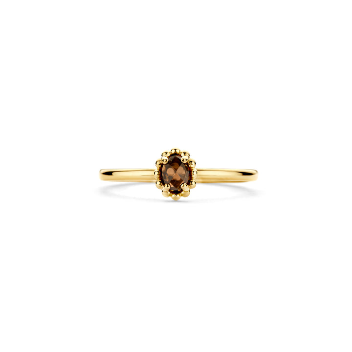 Blush Ring 1227YSQ - Geel Goud (14k) met Smokey Quartz