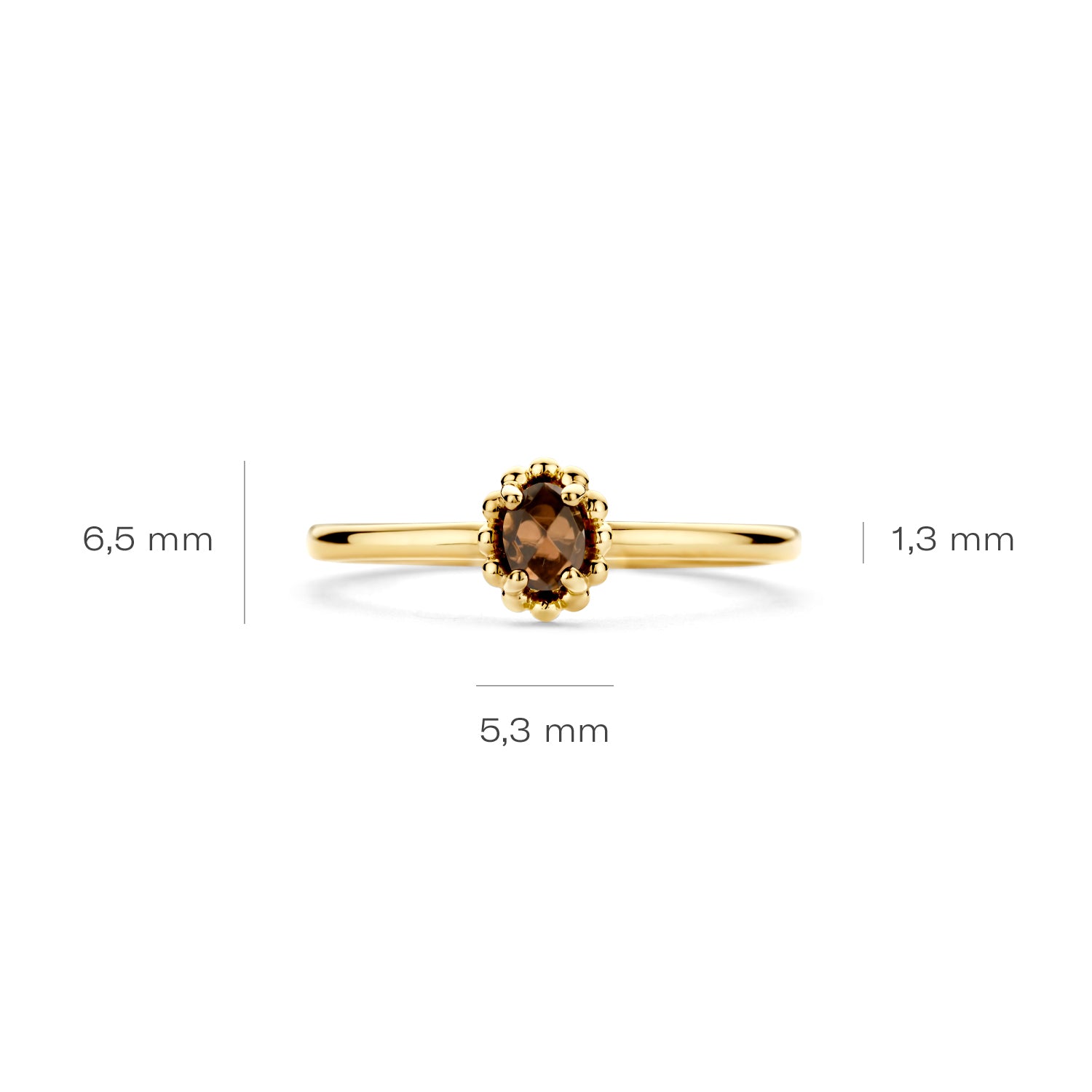 Blush Ring 1227YSQ - Geel Goud (14k) met Smokey Quartz
