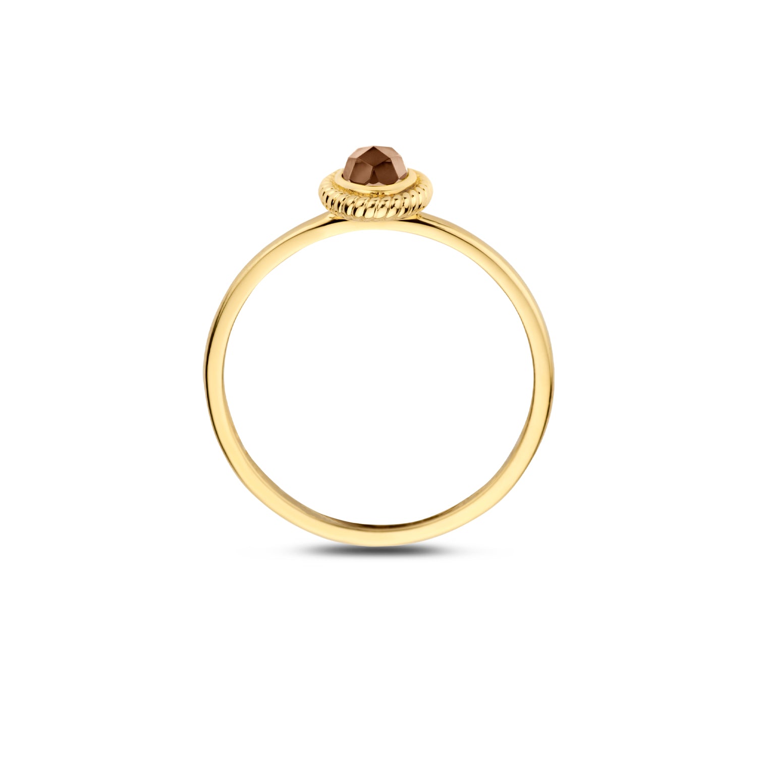 Blush Ring 1239YBQ - Geel Goud (14k) met Doublette van Black Mother of Pearl met Rock Crystal