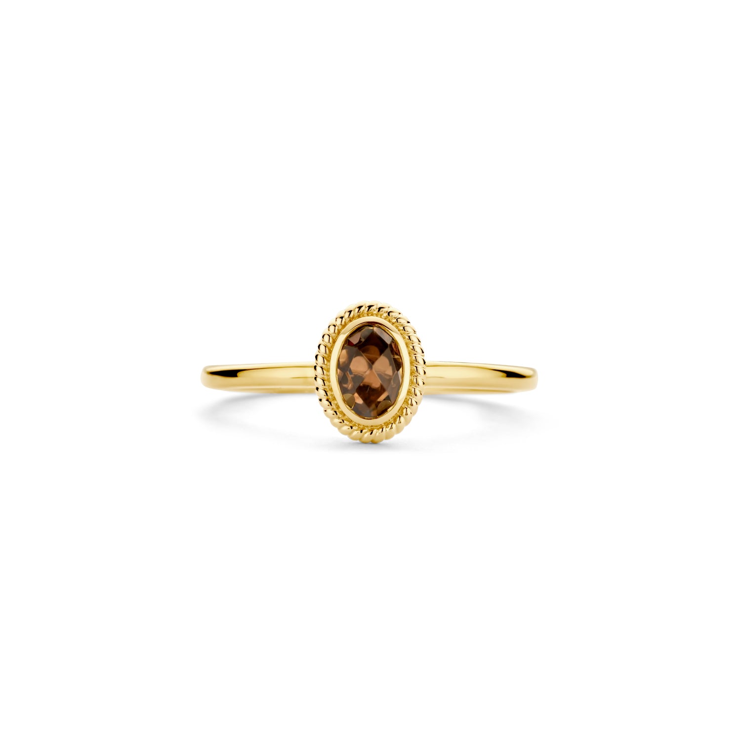 Blush Ring 1239YBQ - Geel Goud (14k) met Doublette van Black Mother of Pearl met Rock Crystal