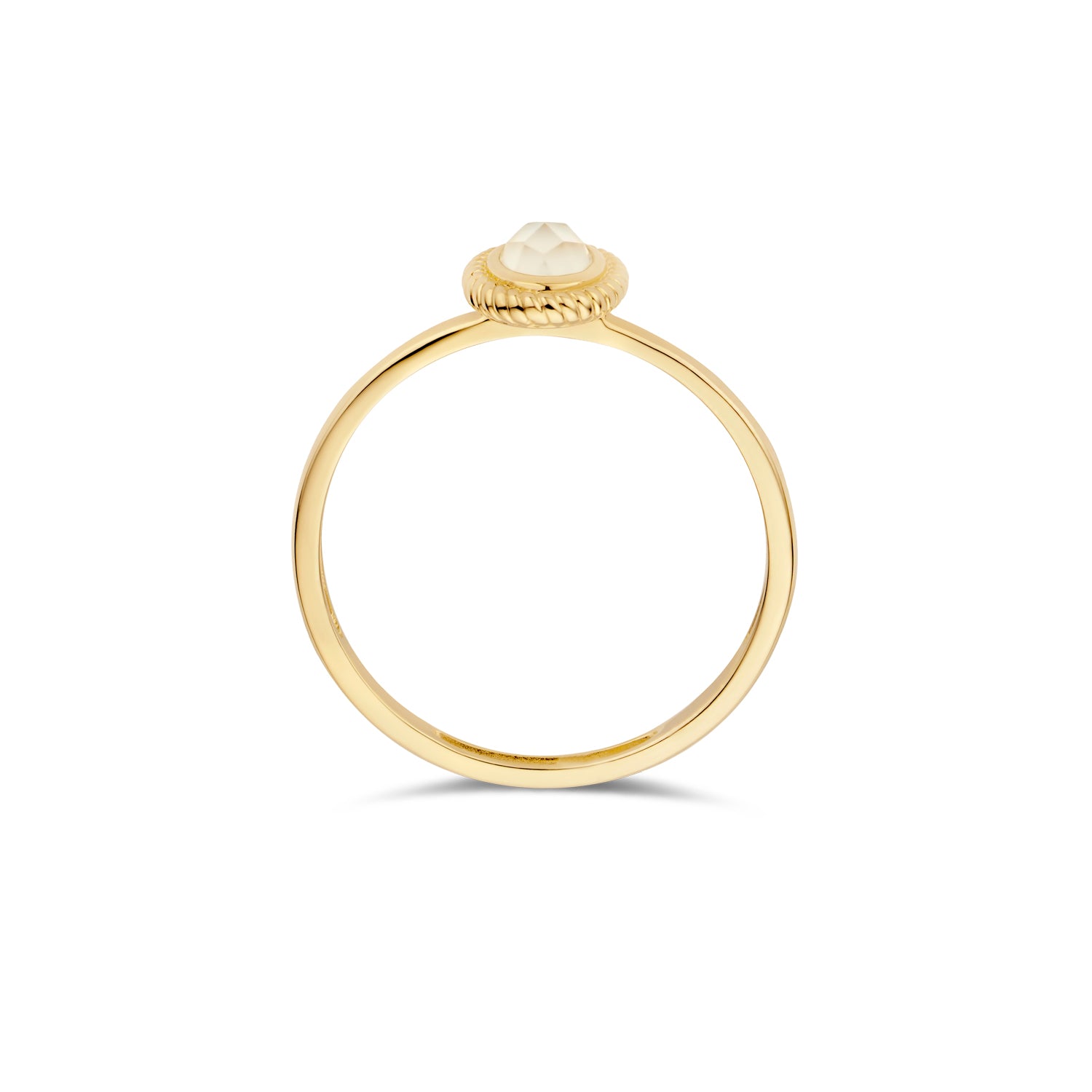 Blush Ring 1239YMQ - Geel Goud met Doublette van Mother of Pearl met Rock Crystal (14k)
