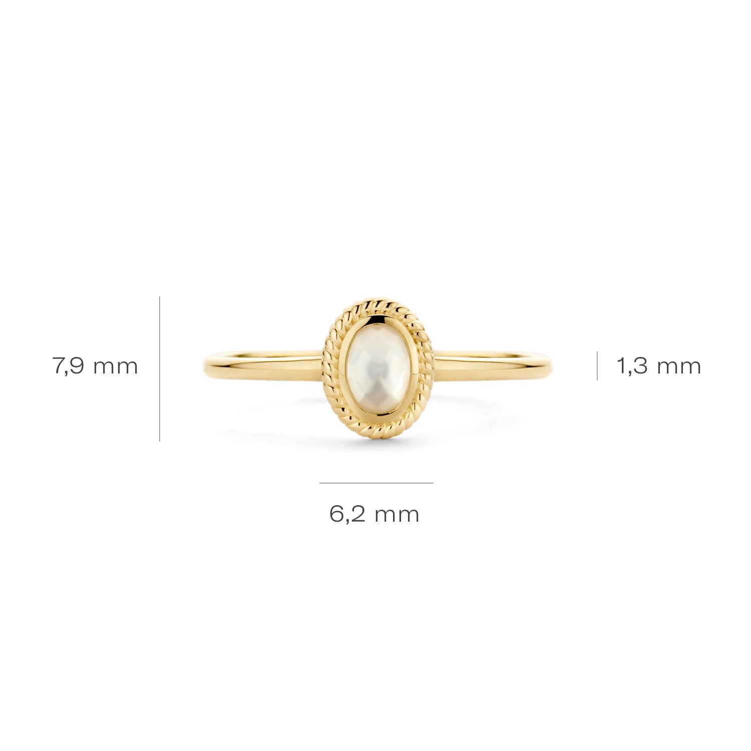 Blush Ring 1239YMQ - Geel Goud met Doublette van Mother of Pearl met Rock Crystal (14k)