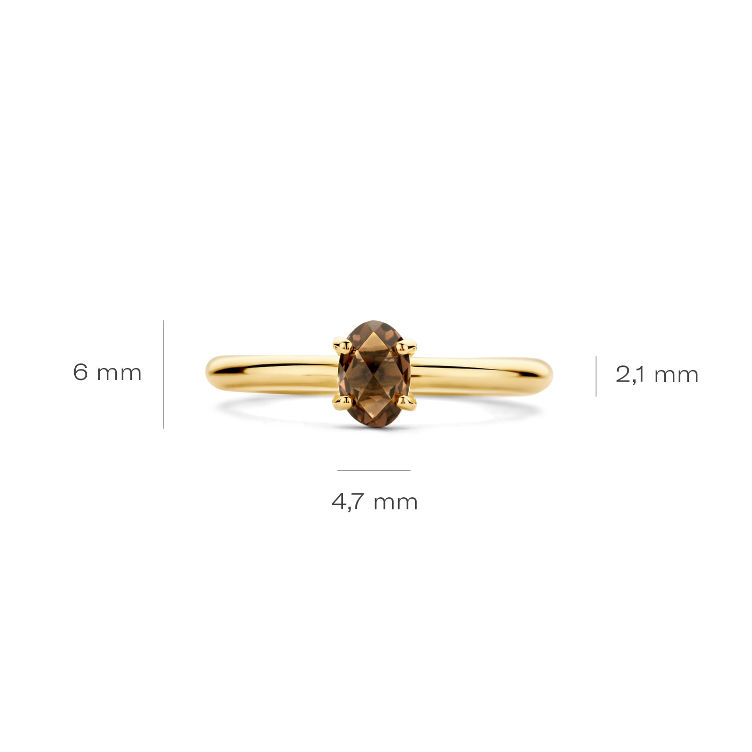 Blush Ring 1242YSQ -  Geel Goud (14k) met Smokey Quartz