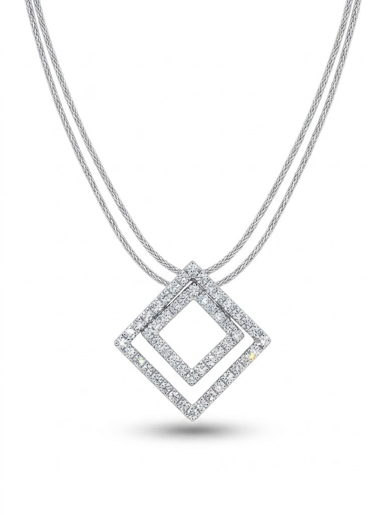 Damiani | 18krt witgouden collier met 52-0.70ct briljant hanger | 45cm