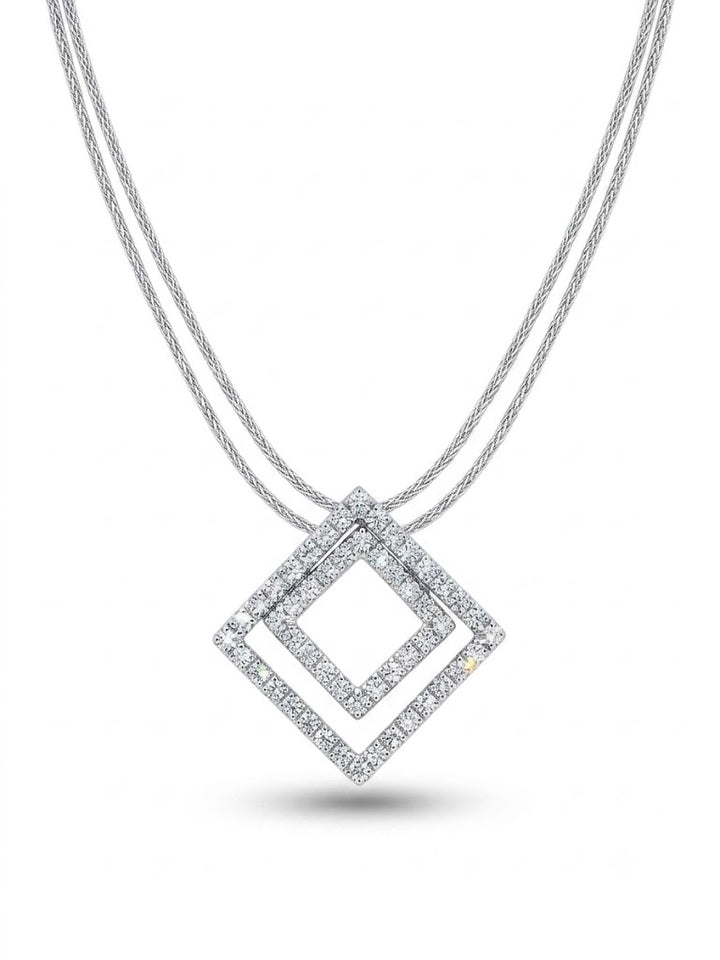 Damiani | 18krt witgouden collier met 52-0.70ct briljant hanger | 45cm