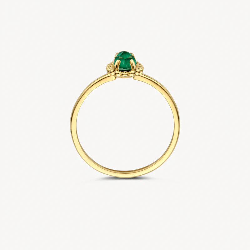 Blush Ring 1272YMA -  GeelGoud (14k) met Malachiet en Bergkristal