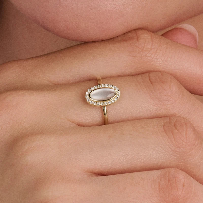 Blush Ring 1279YMQ - Geelgoud (14k) met parelmoer en zirkonia