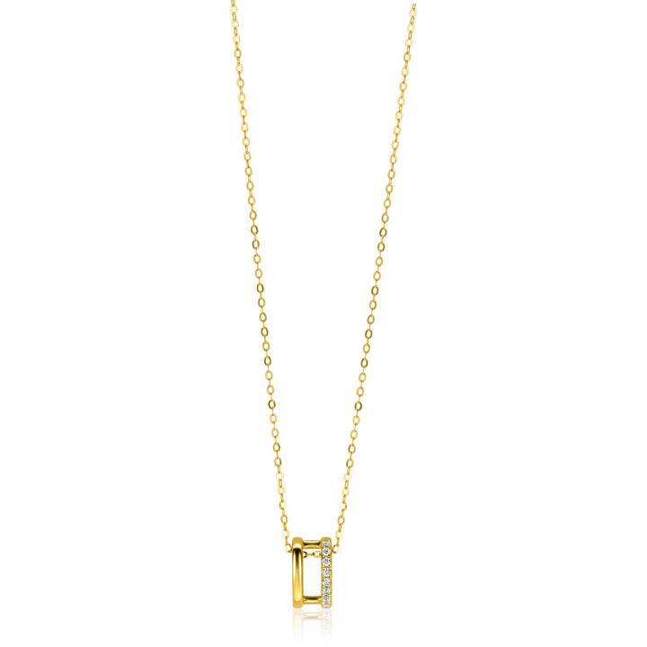 ZINZI Gold 14 krt gouden ketting 42cm met multi-look hanger. bezet met witte zirconia's ZGC382