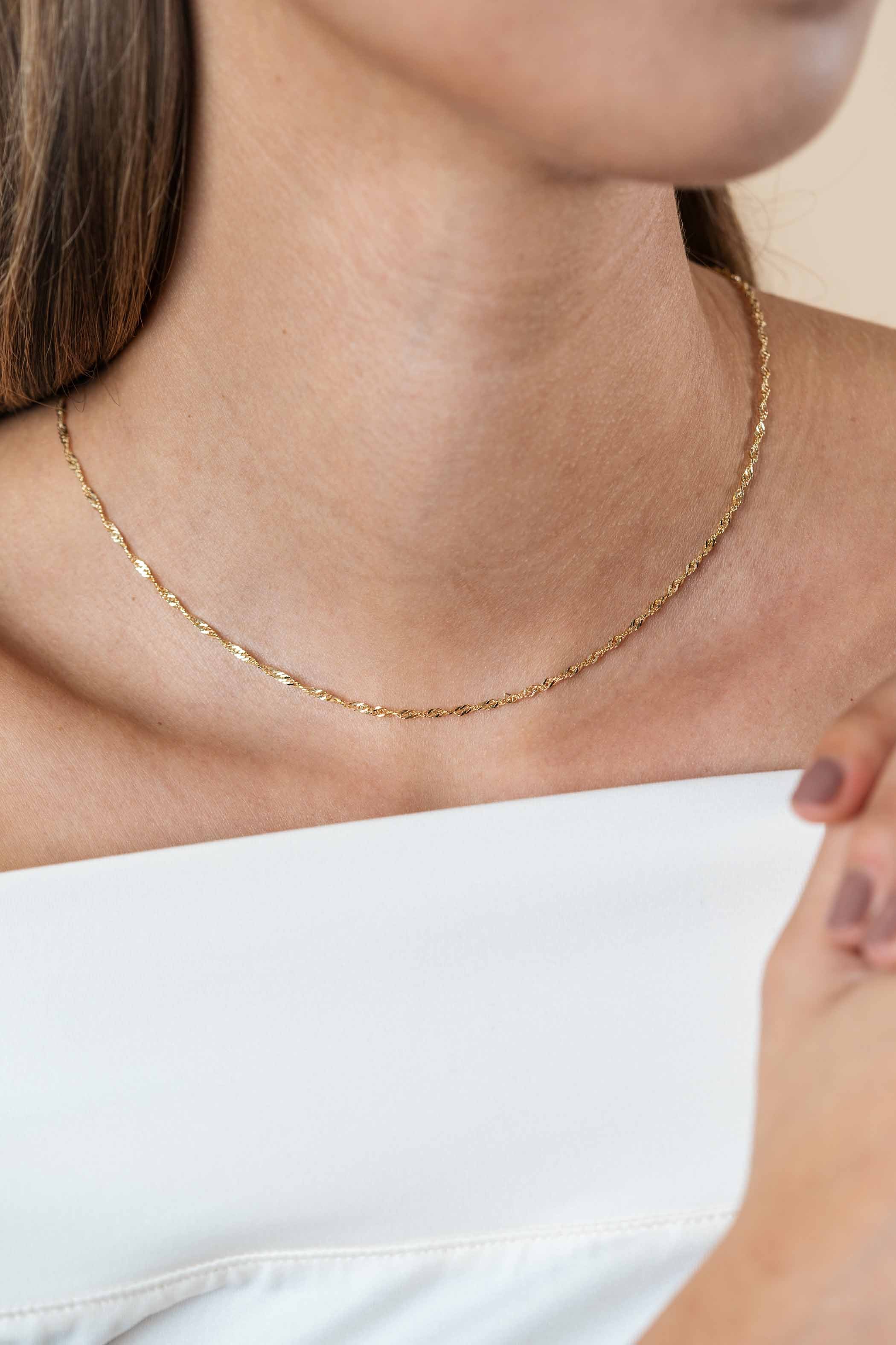 ZINZI Gold 14 karaat gouden massieve Singapore ketting 1.8mm breed 41-43cm ZGC501