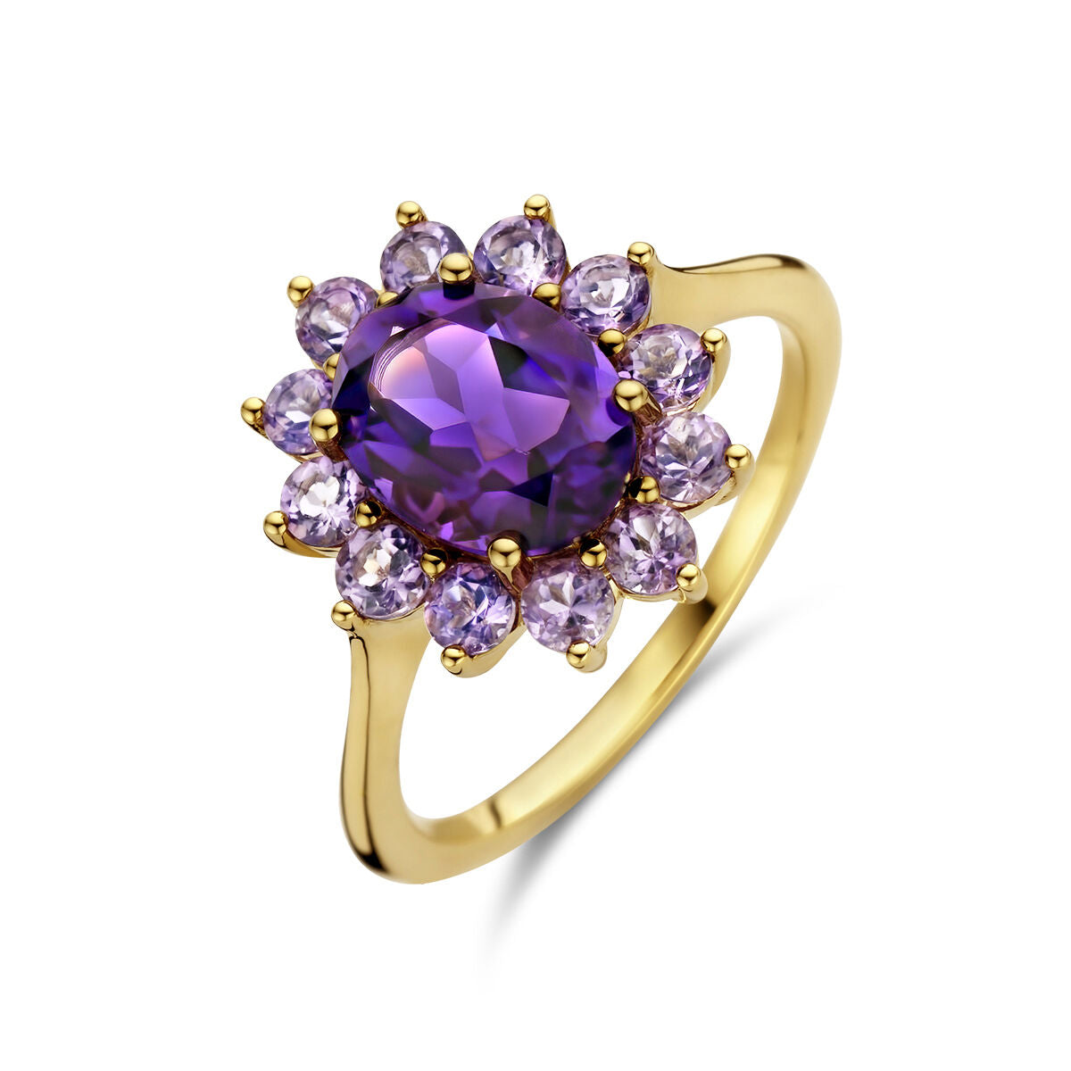 14kt geelgouden ring amethist 15mm