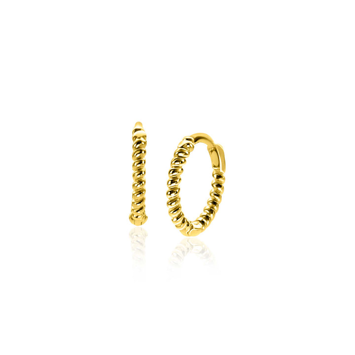 ZINZI Gold 14 krt gouden oorRing (10mm) met gedraaide buis en voorzien van een luxe scharniersluiting. De oorRing zijn 10mm lang en hebben een buisbreedte van 1.3mm. Vervaardigd van geheel 14 karaat goud (585).