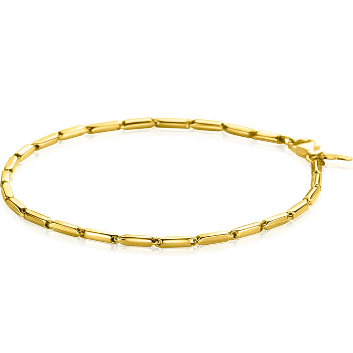 ZINZI Gold 14 krt gouden armband met stoere rechthoekige staafjes (2mm breed) met vierkante buis 18cm ZGA452