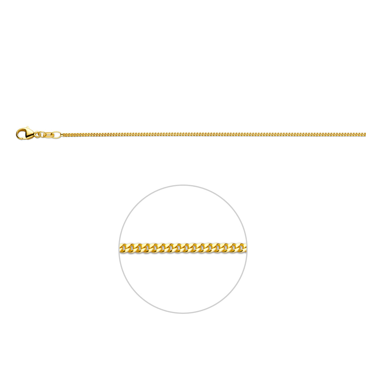 Doublé geelkleurig lengtecollier - gourmette 1,4mm