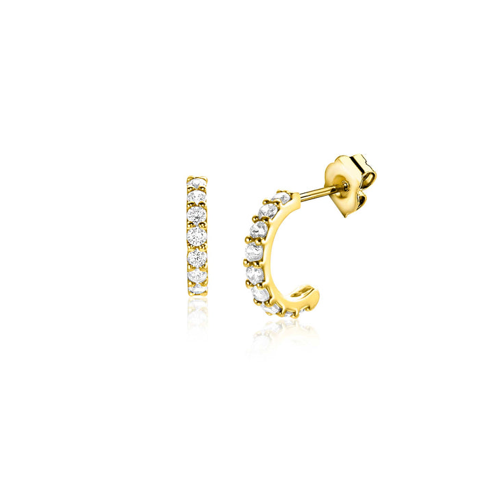 8mm ZINZI Gold 14 krt gouden halve oorRing bezet met witte zirconia's ZGO458