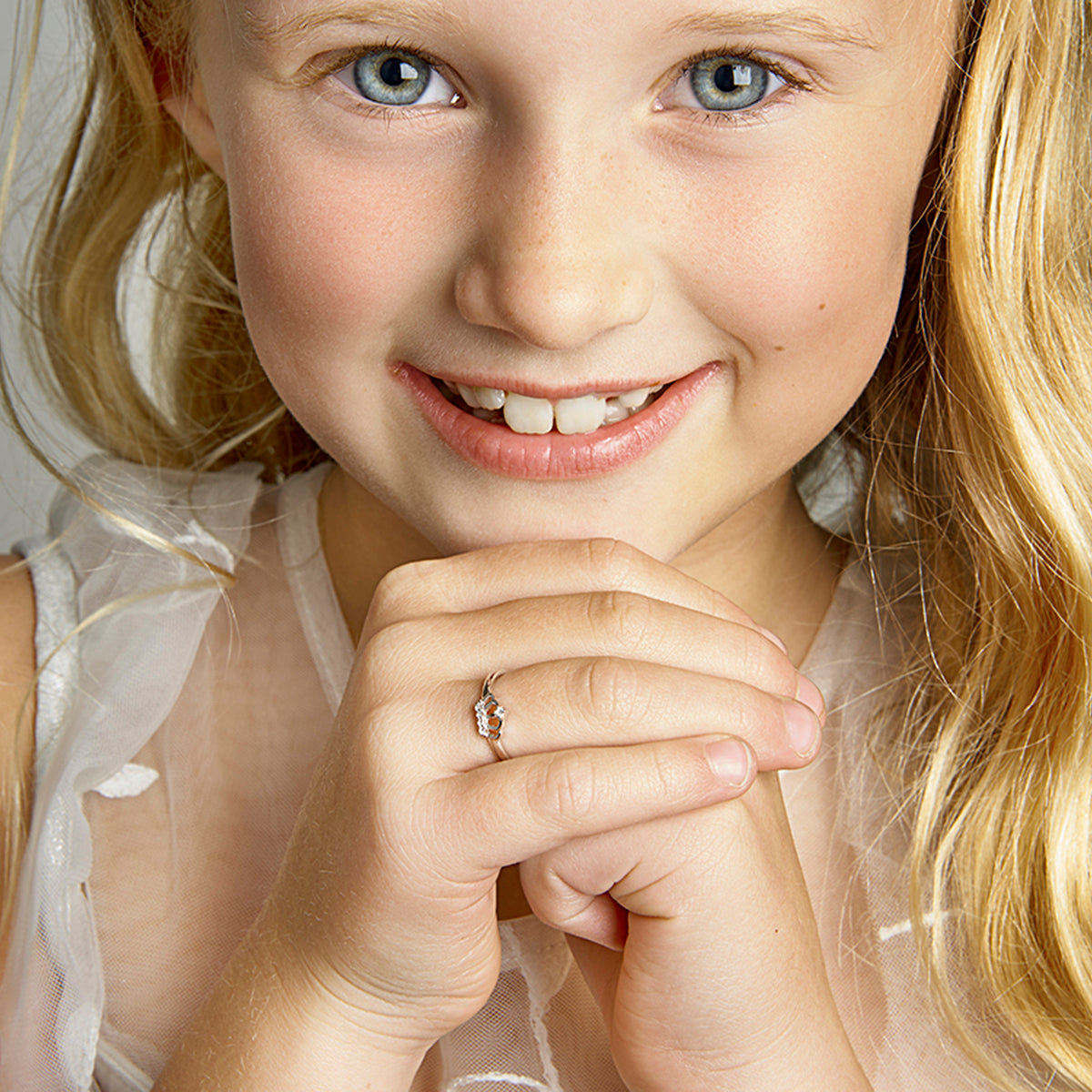 zilveren kinderring kroon zirkonia | 6mm