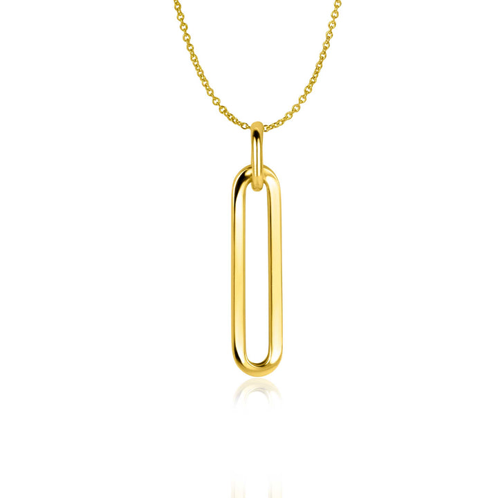 ZINZI Gold 14 krt gouden hanger 26mm met lange trendy paperclip-schakel ZGH358 (zonder collier)