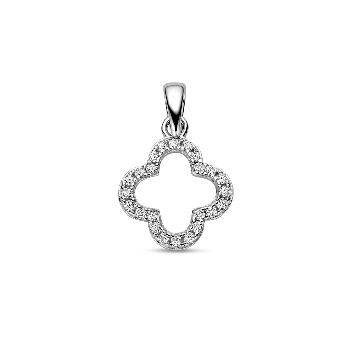 zilveren hanger zirkonia bloem 13x20mm