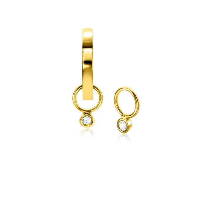 ZINZI Gold 14 krt gouden oorbedels bezet met een kleine ronde zirconia 2.5mm ZGCH420 (zonder oorRing)