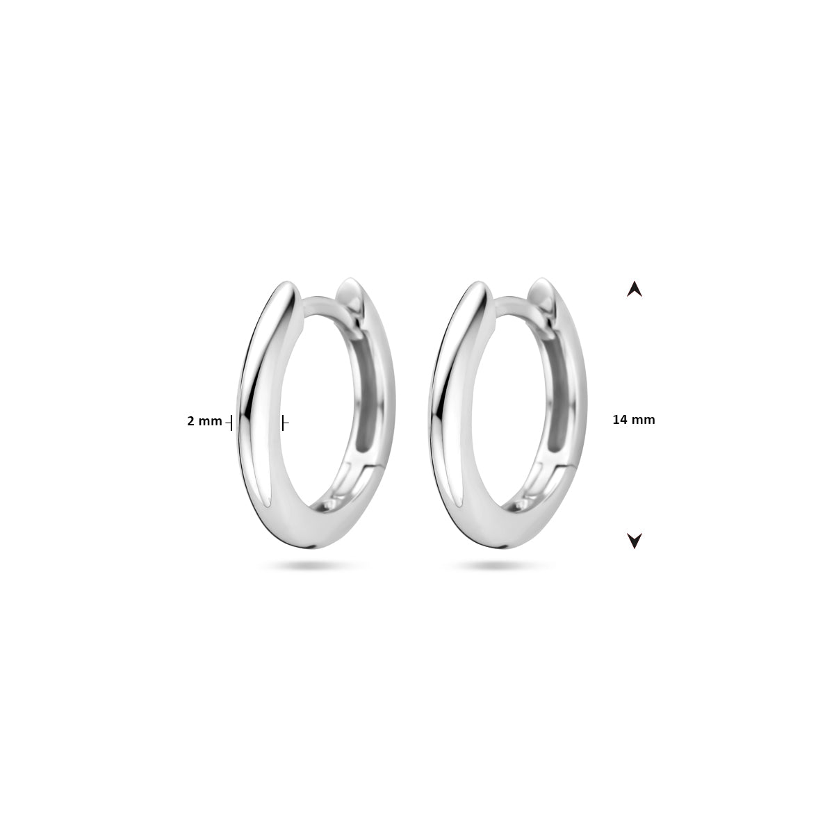 Zilveren klapoorringen 14x2mm