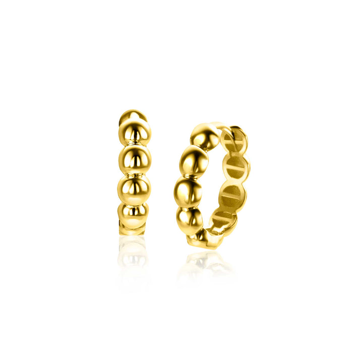 15mm ZINZI Gold 14 krt gouden oorRing met bolletjes design met luxe klapsluiting 15mm x 3.3mm buis ZGO508