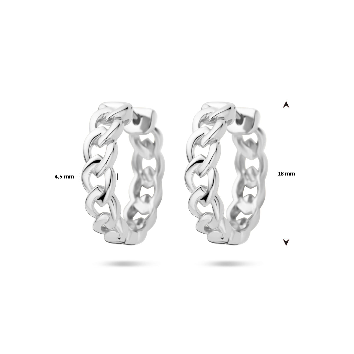 Zilveren klapoorringen schakelmotief | 4,5x18mm