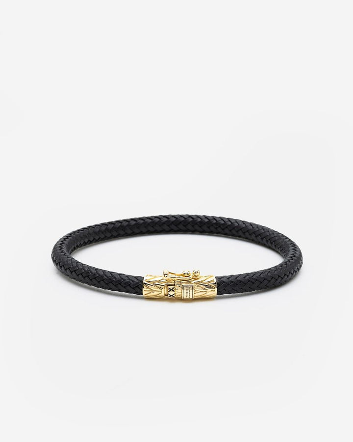 BUDDHATOBUDDHA - Armband Ellen verguld leer zwart | E