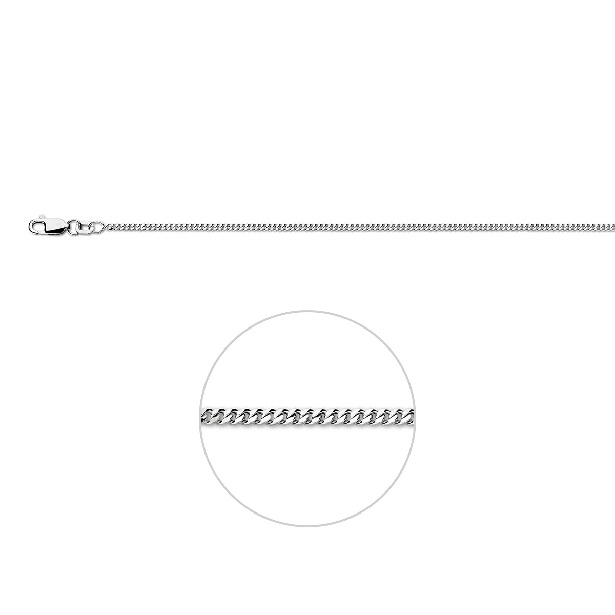 Zilveren lengtecollier - gourmette 1,7 mm