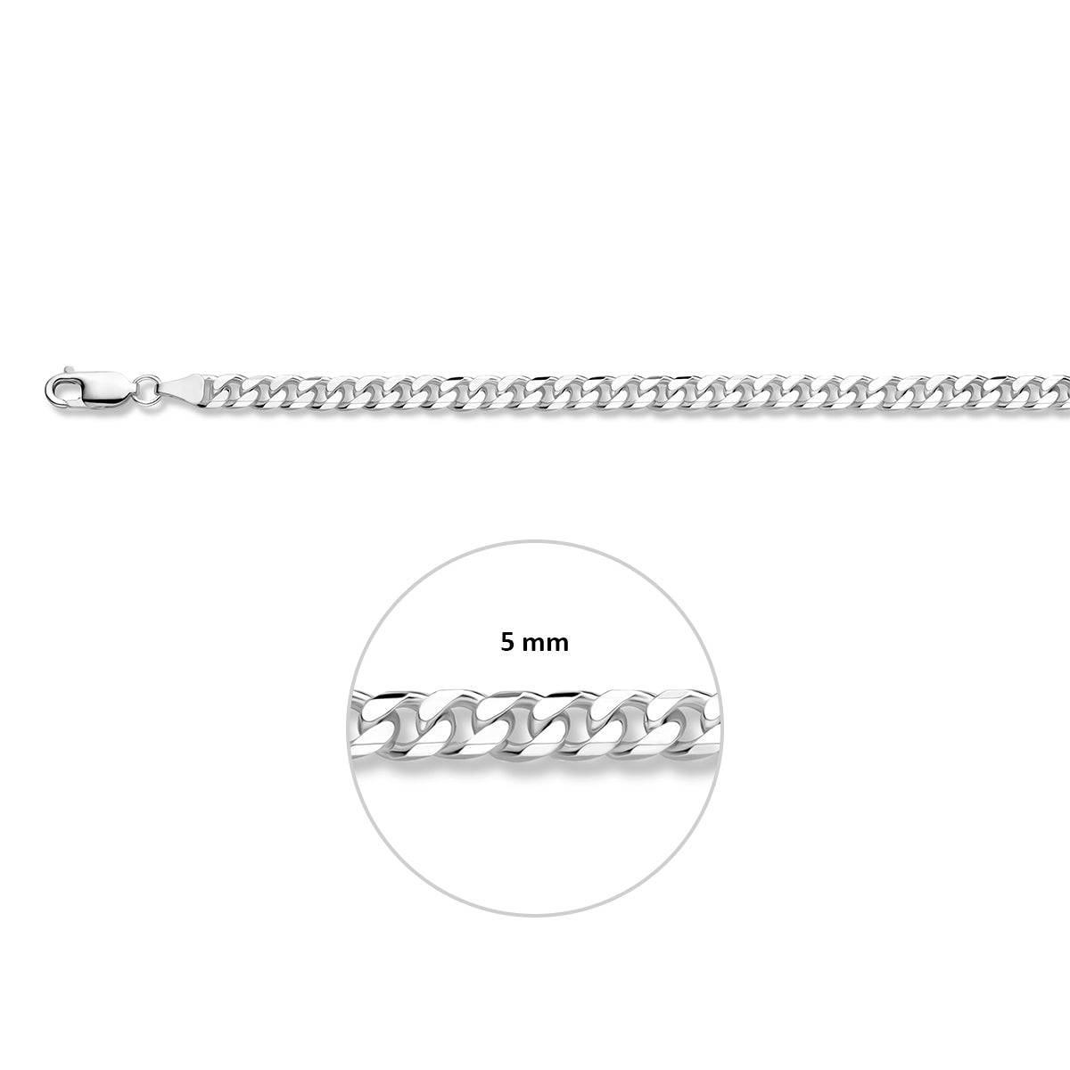Zilveren armband gourmette 5.0mm | 20cm