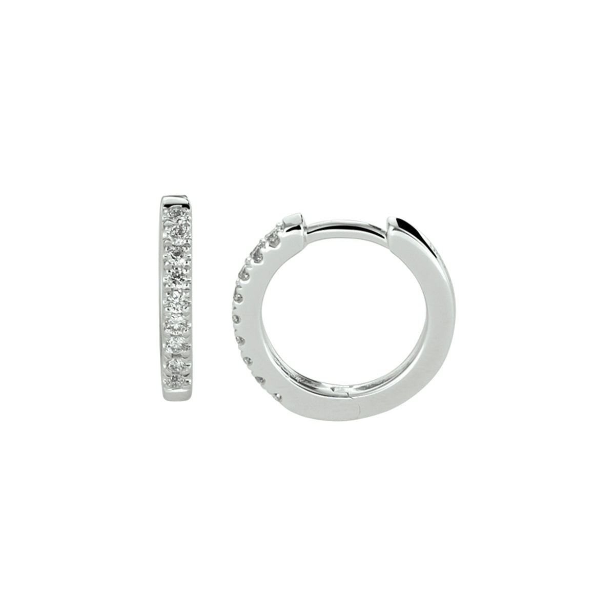 14krt witgouden klapoorringen met 2x0.10ct GSI diamant | 11x1,5mm