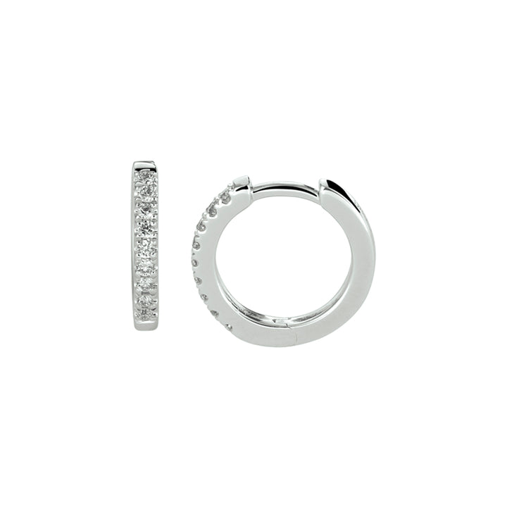 14krt witgouden klapoorringen met 2x0.10ct GSI diamant | 11x1,5mm