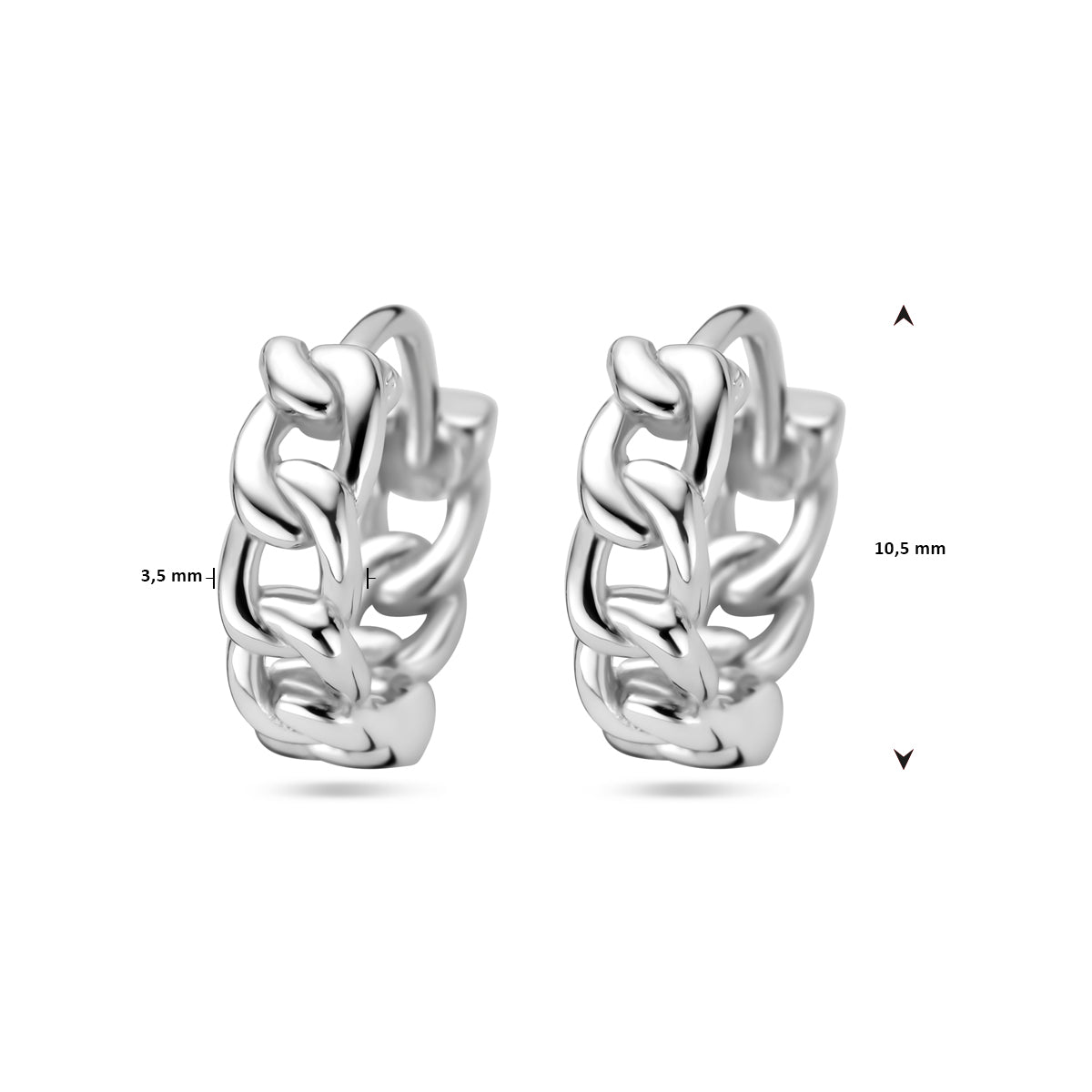 Zilveren klapoorringen schakelmotief | 10,5x3,5mm