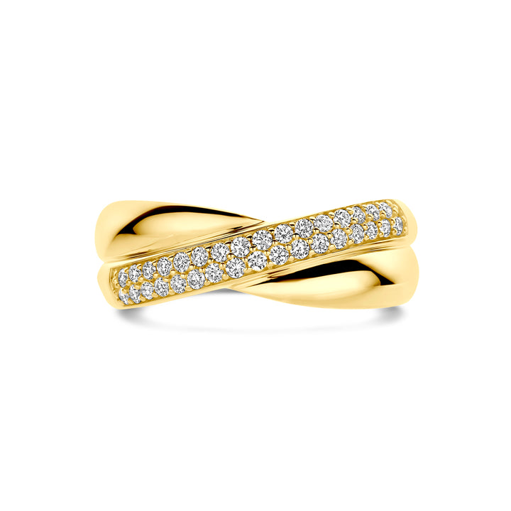 Facette - 14krt geelgouden ring met LG diamant 0.29ct GHSI