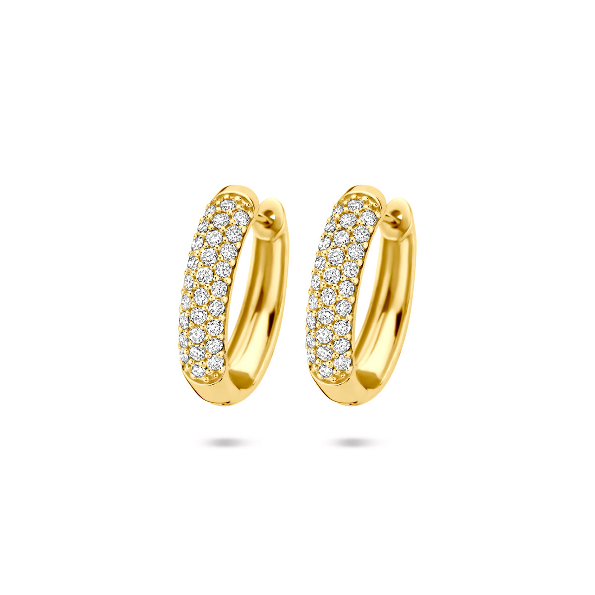 Facette - 14krt geelgouden creolen met LG diamant 0.755ct (2x0.3775ct) HSI | 4x18 mm