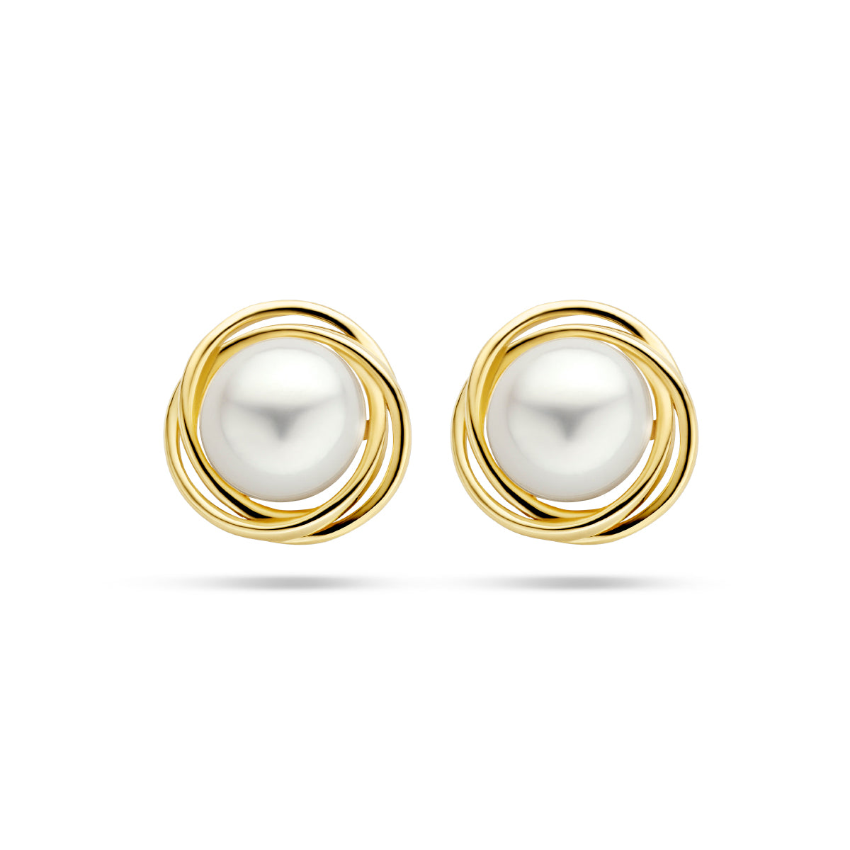 14krt geelgouden oorstekers met zoetwaterparel 8mm