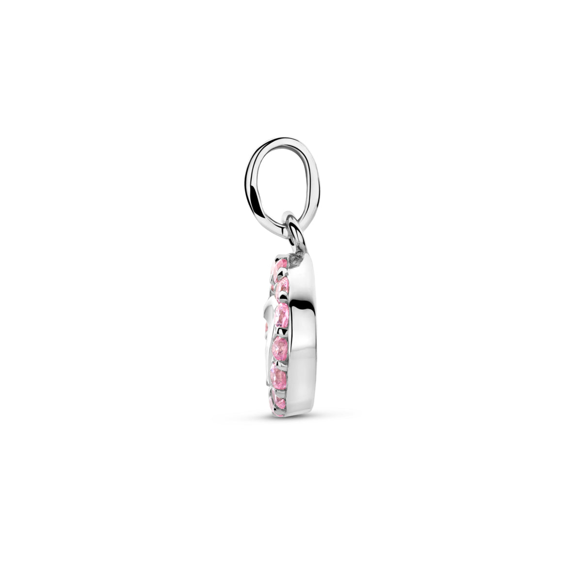 Zilveren hanger emaille hart zirkonia | 15mm