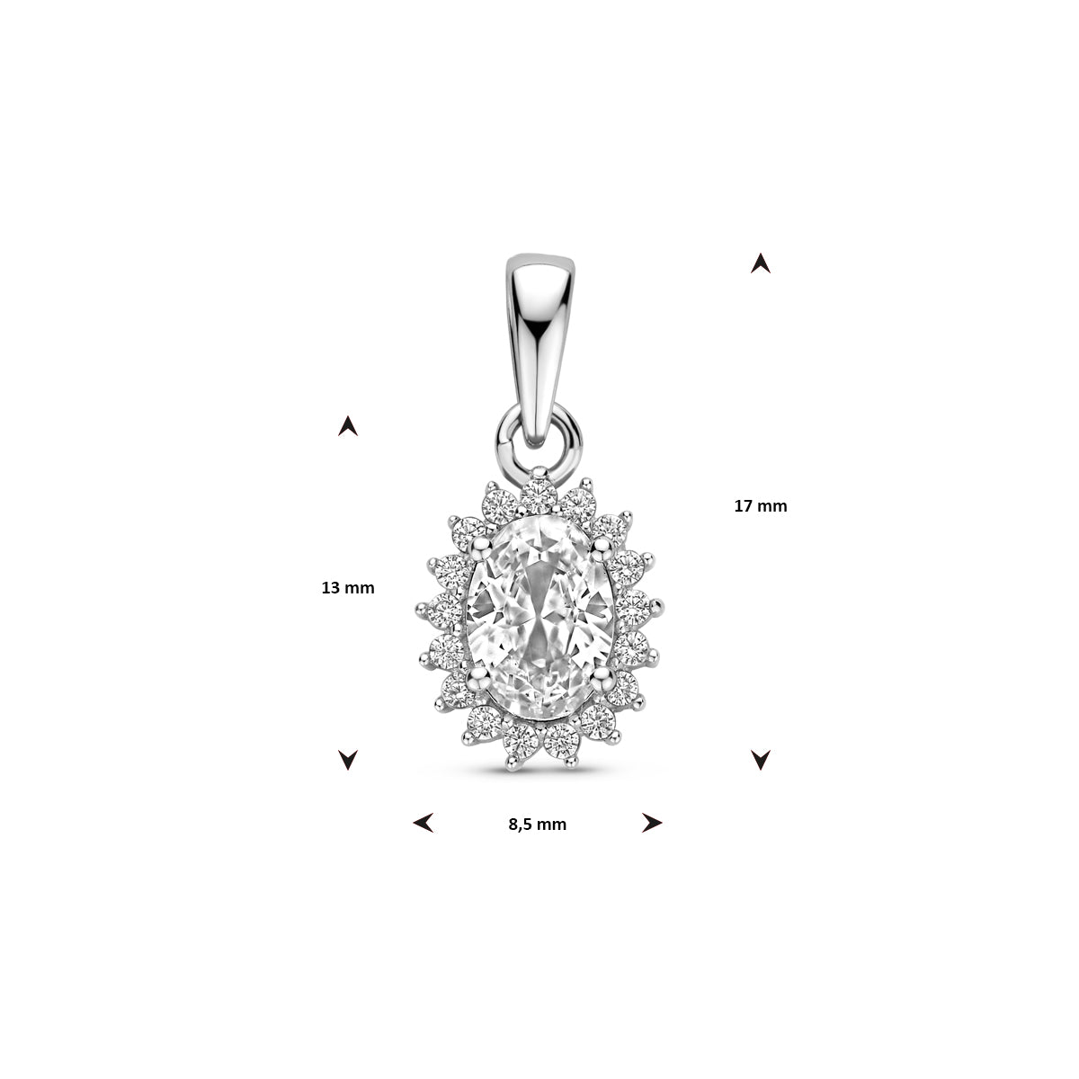 zilveren hanger zirkonia 8,5x17mm