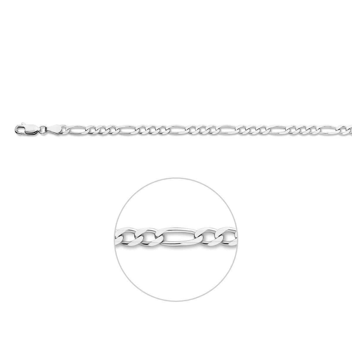 Zilveren lengtecollier - Figaro 4.0mm